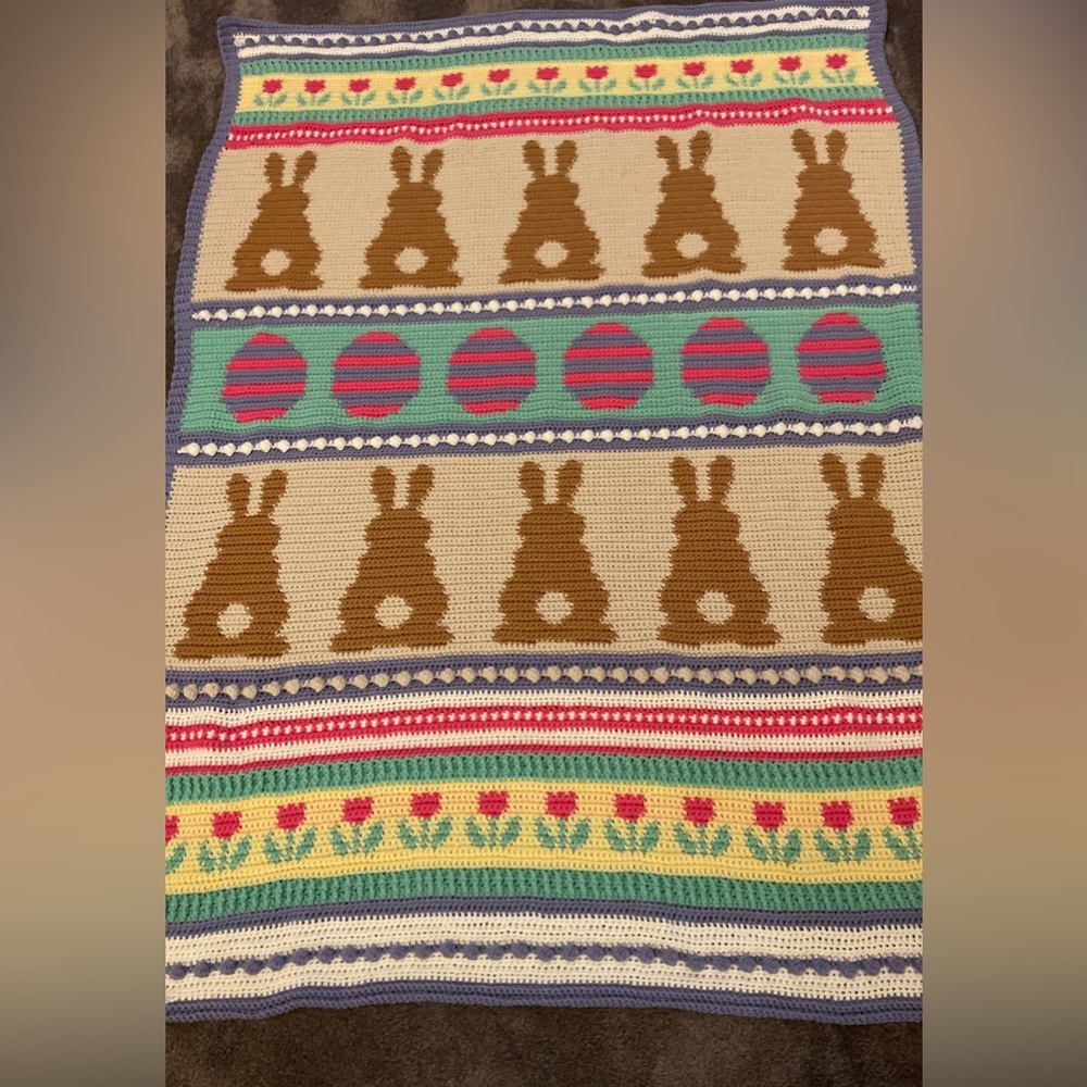 Handmade Crochet Easter Blanket - Picture 2 of 6